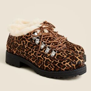 Jcrew Nordic Ankle Boots, leopard calf hair, 9